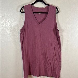 Pact Heathered Mauve V Neck Tank Dress Organic Cotton Size XL